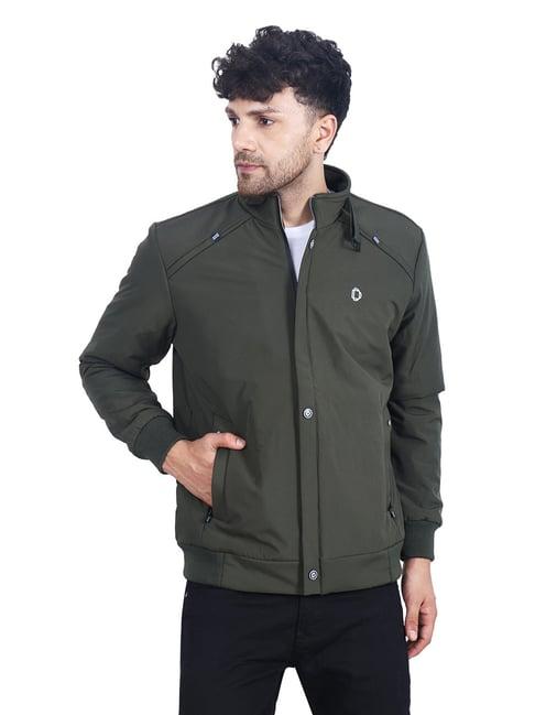 dollar olive regular fit high neck jacket