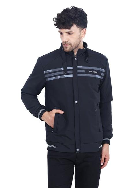 dollar black regular fit high neck jacket