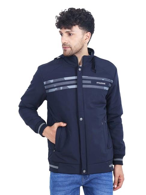 dollar navy regular fit high neck jacket