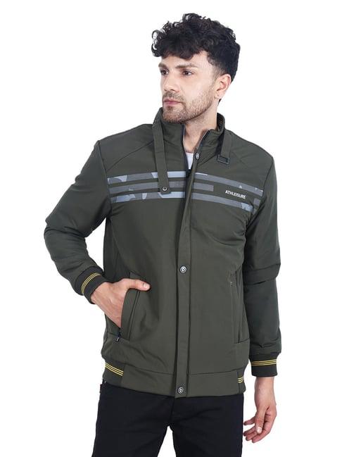 dollar olive regular fit high neck jacket