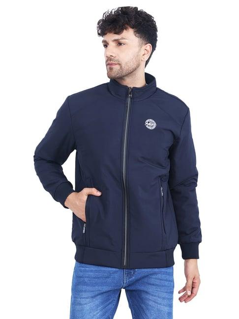 dollar navy regular fit high neck jacket