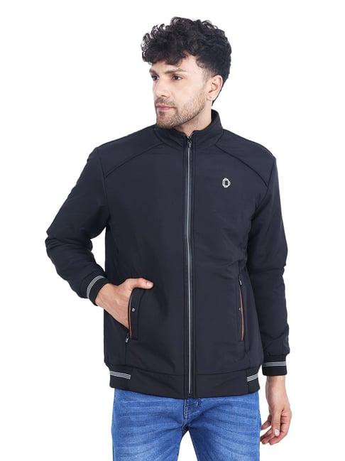 dollar black regular fit high neck jacket