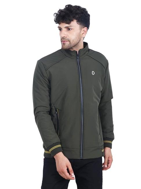 dollar olive regular fit high neck jacket