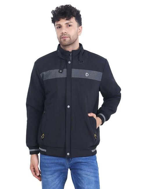 dollar black regular fit high neck jacket