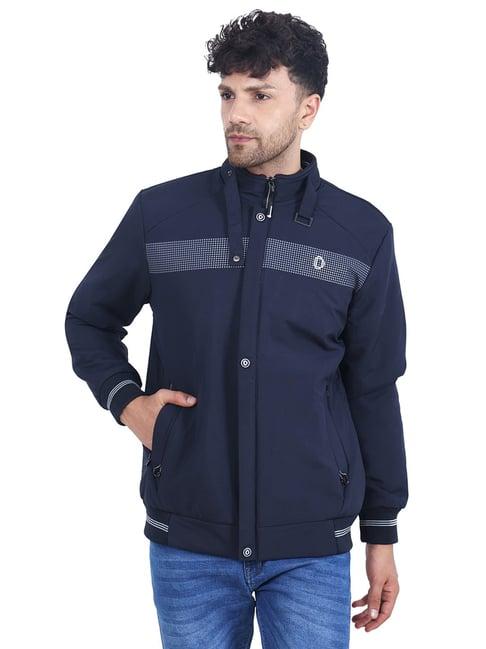 dollar navy regular fit high neck jacket