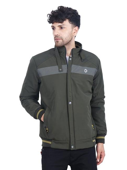 dollar olive regular fit high neck jacket