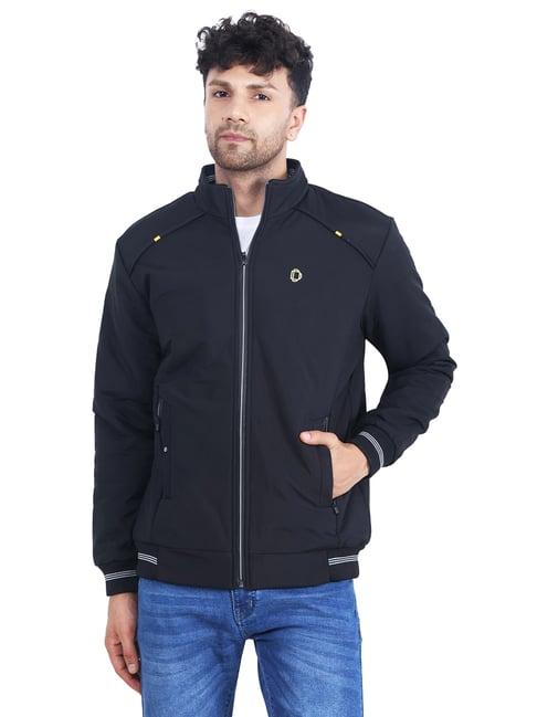 dollar black regular fit high neck jacket