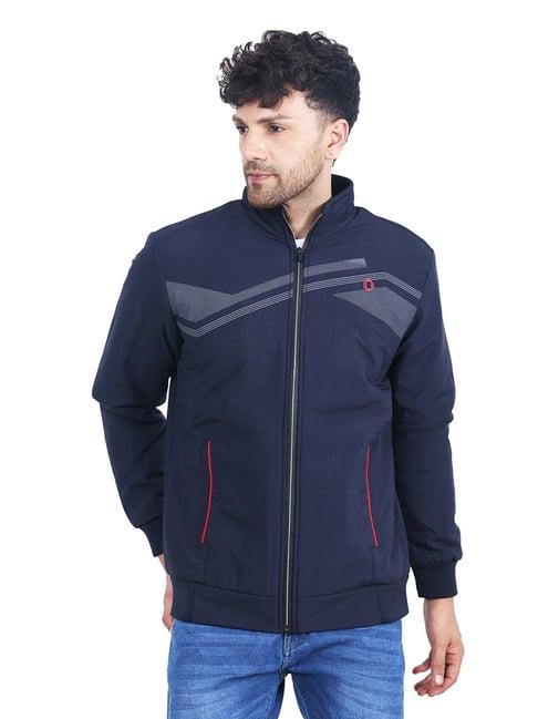 dollar navy regular fit high neck jacket