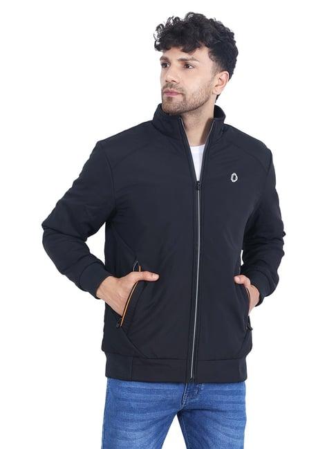 dollar black regular fit high neck jacket