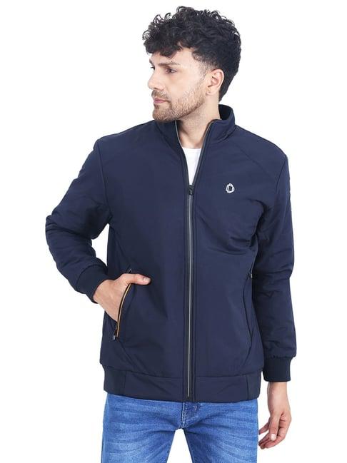 dollar navy regular fit high neck jacket