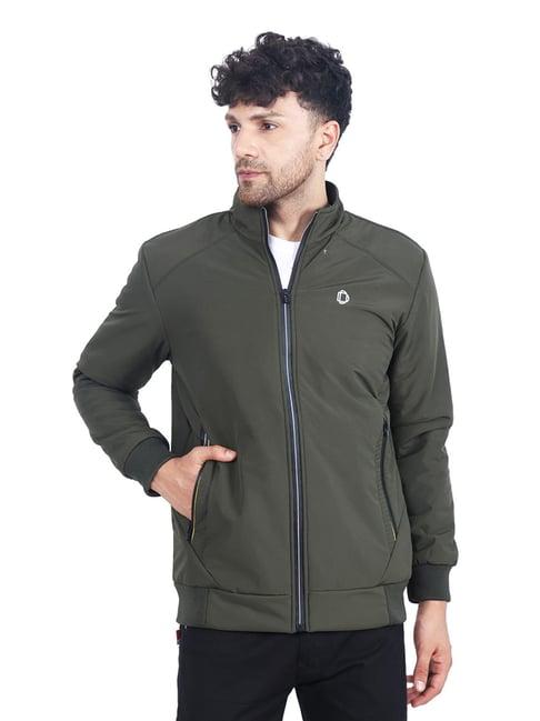 dollar olive regular fit high neck jacket