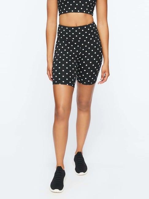 forever 21 black cotton mid rise polka dot shorts