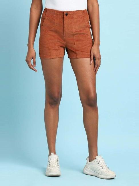 forever 21 brown cotton mid rise shorts