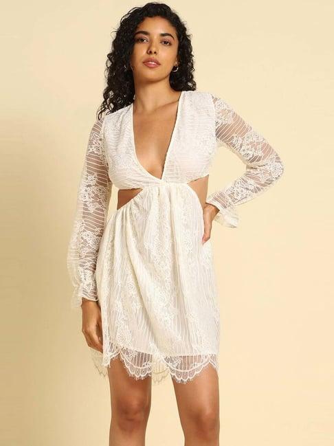 forever 21 white blouson lace work dress