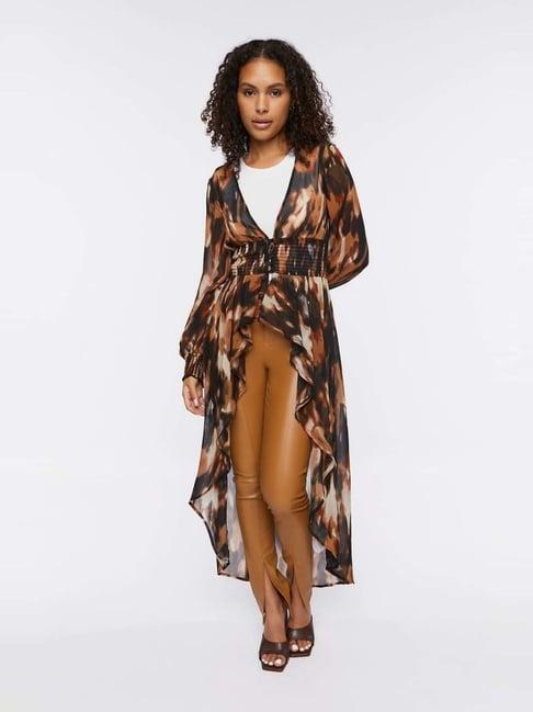 forever 21 brown printed tunic