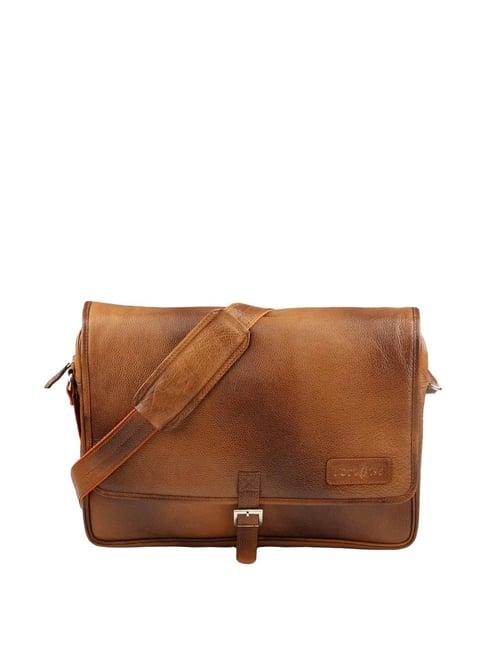 tortoise work edition mario tan leather medium laptop messenger bag