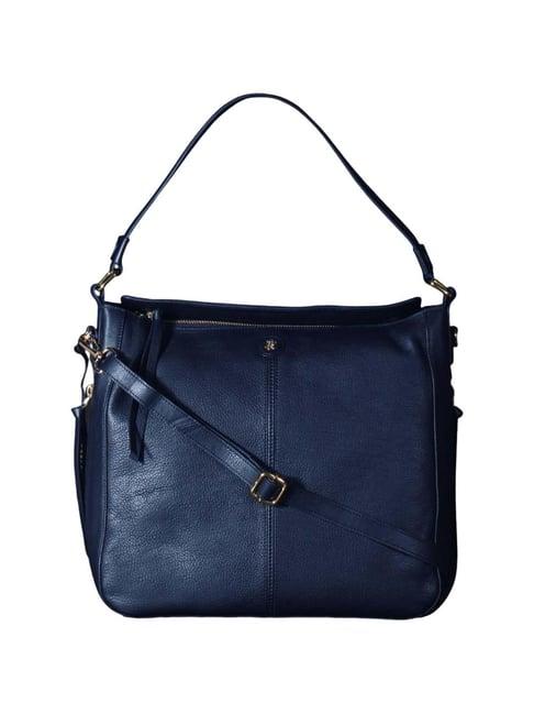 tortoise work edition ivanna dark blue solid medium laptop hobo handbag