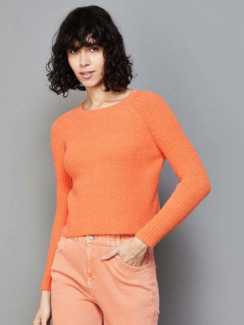 ginger by lifestyle orange self pattern sweater