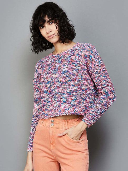 ginger by lifestyle multicolored self pattern sweater