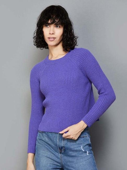 ginger by lifestyle purple self pattern sweater