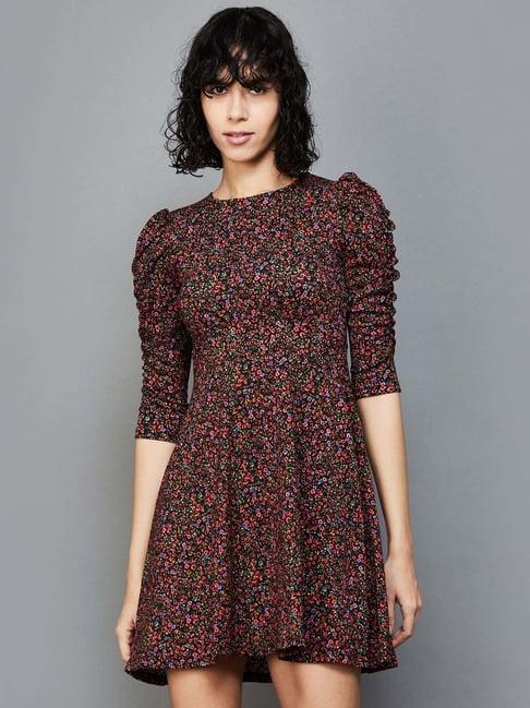 ginger by lifestyle multicolored printed a-line dress