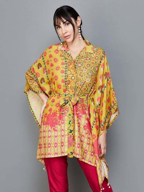 melange by lifestyle yellow printed tunic