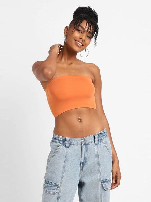 forever 21 orange regular fit tube top