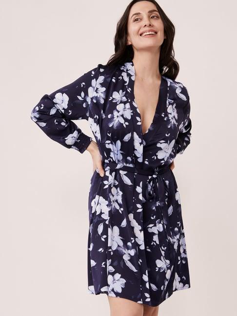 la vie en rose navy printed robe