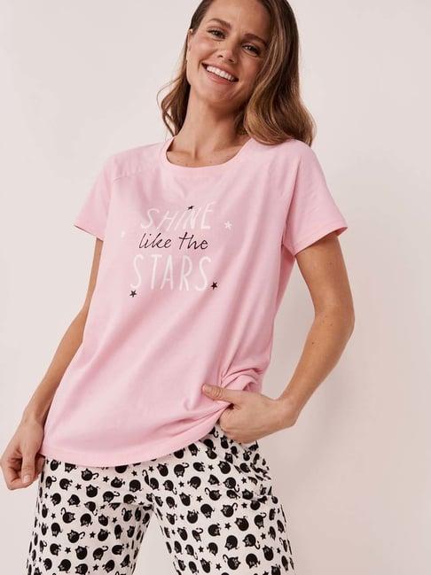 la vie en rose pink cotton printed t-shirt