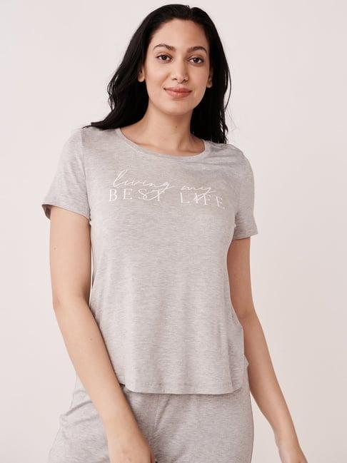 la vie en rose grey printed t-shirt