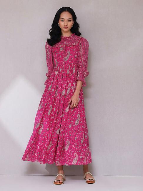 aarke ritu kumar pink paisley print maxi dress