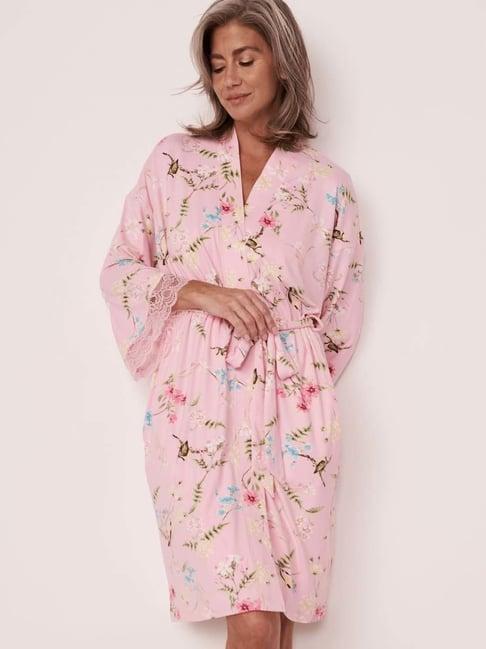 la vie en rose pink floral print robe