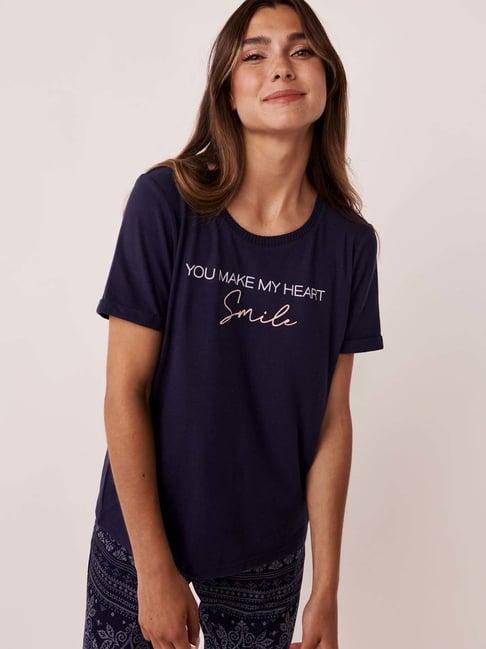 la vie en rose blue printed t-shirt