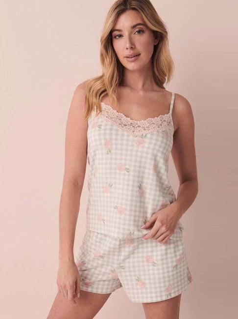 la vie en rose white chequered camisole