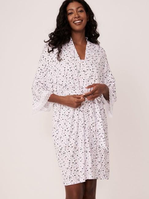 la vie en rose white floral print robe