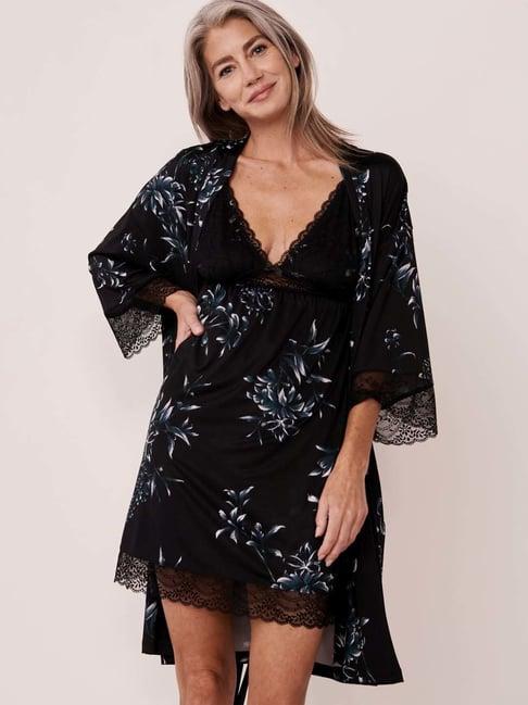 la vie en rose black printed robe