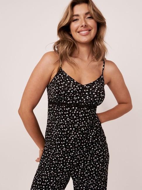 la vie en rose black printed camisole