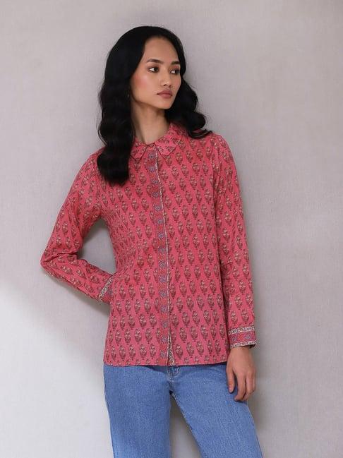 aarke ritu kumar pink printed shirt