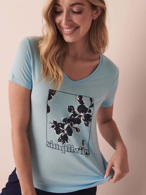 la vie en rose blue printed t-shirt