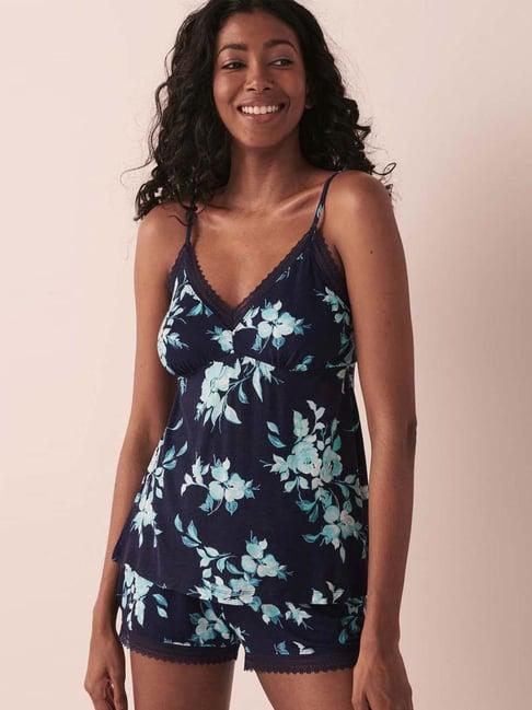 la vie en rose navy printed camisole