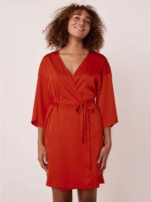 la vie en rose red v neck robe