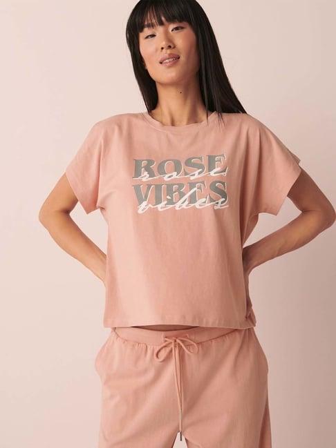 la vie en rose pink cotton printed t-shirt