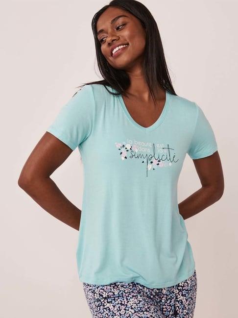 la vie en rose blue printed t-shirt