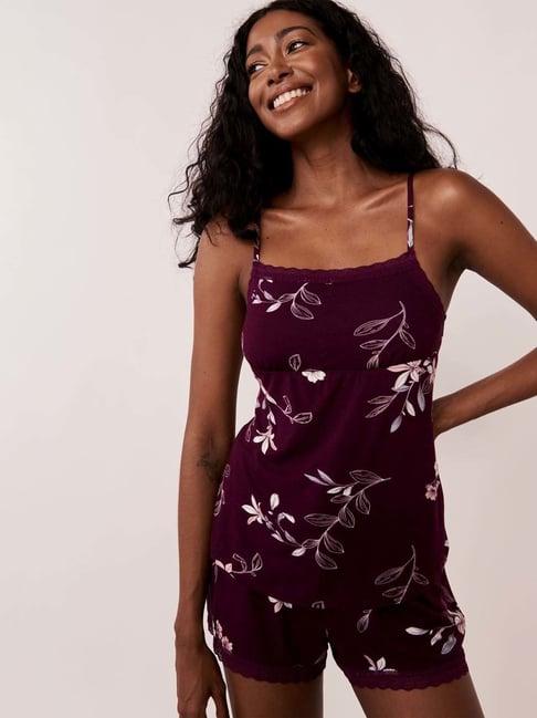 la vie en rose maroon printed camisole