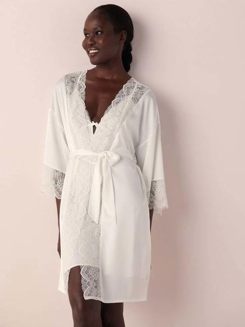 la vie en rose white lace work robe