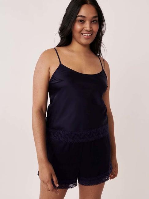 la vie en rose navy lace work camisole