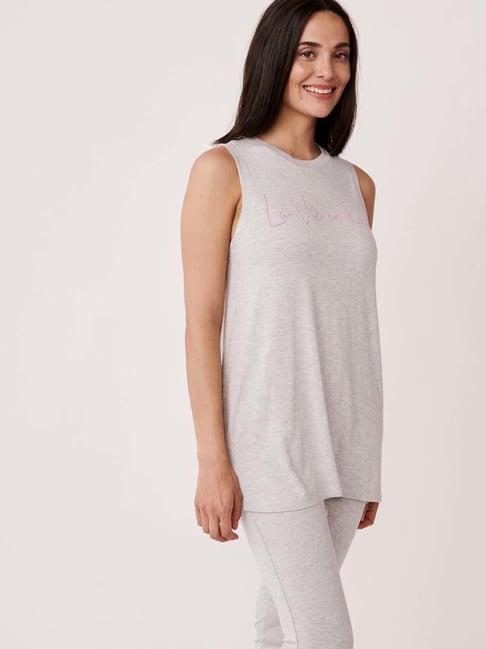 la vie en rose grey printed camisole