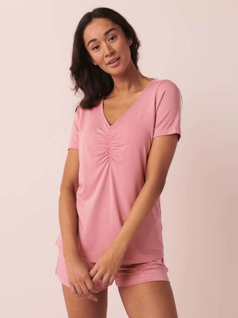 la vie en rose pink v neck top