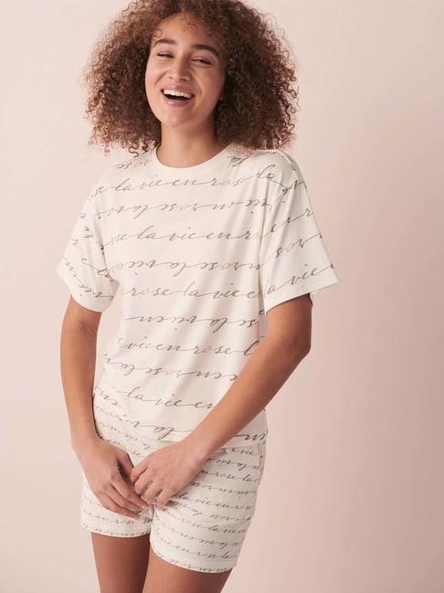 la vie en rose white printed t-shirt