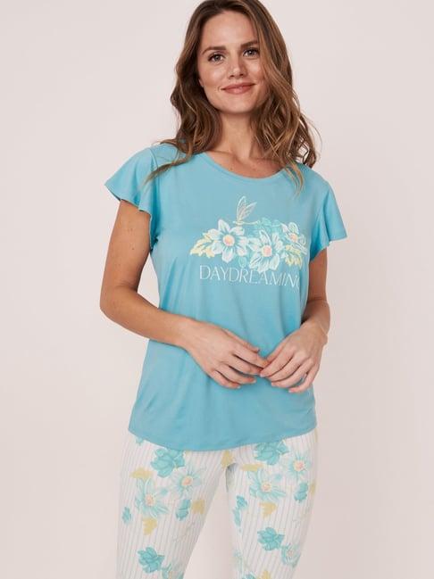 la vie en rose blue printed t-shirt